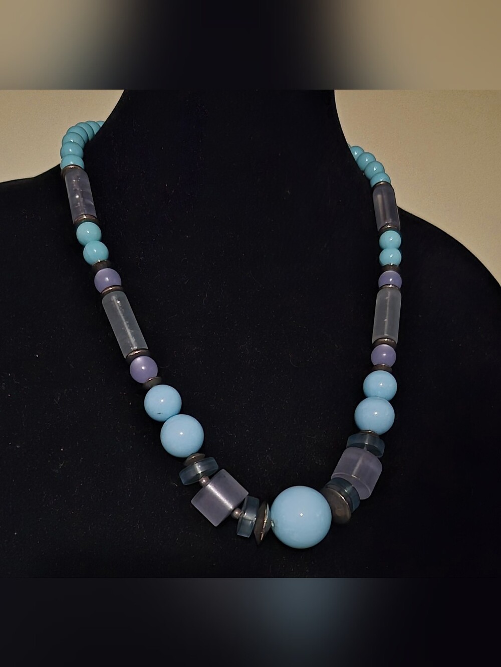 Light Blue & Clear  Beaded Statement Necklace